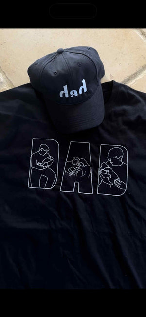 Dad t-shirt met lijntekeningen