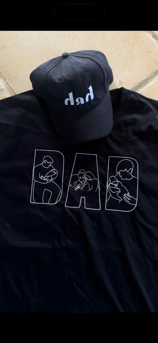 Dad t-shirt met lijntekeningen