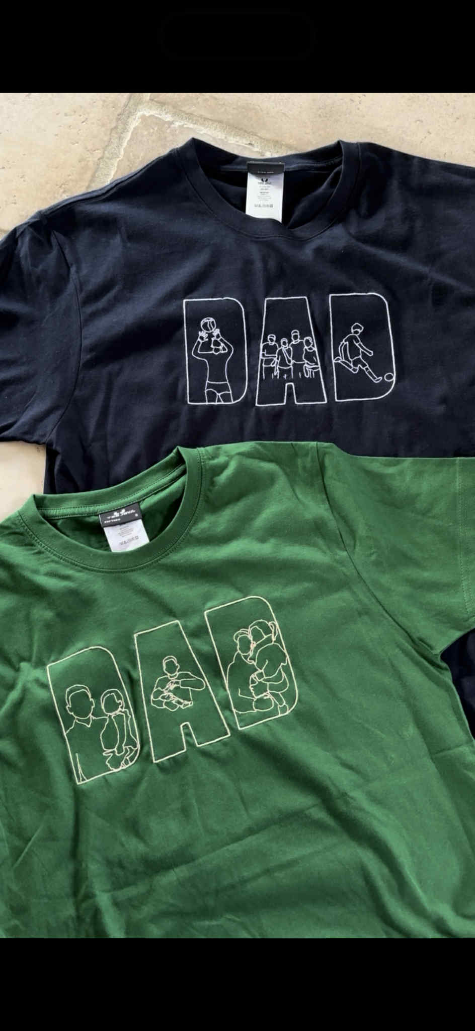 Dad t-shirt met lijntekeningen