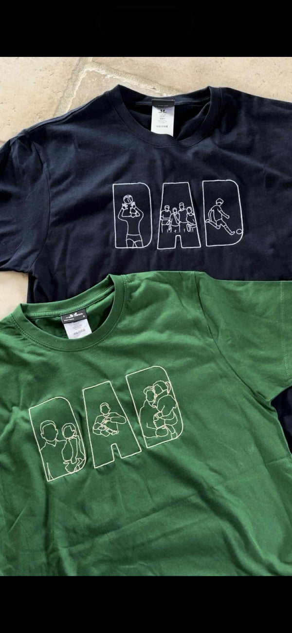 Dad t-shirt met lijntekeningen