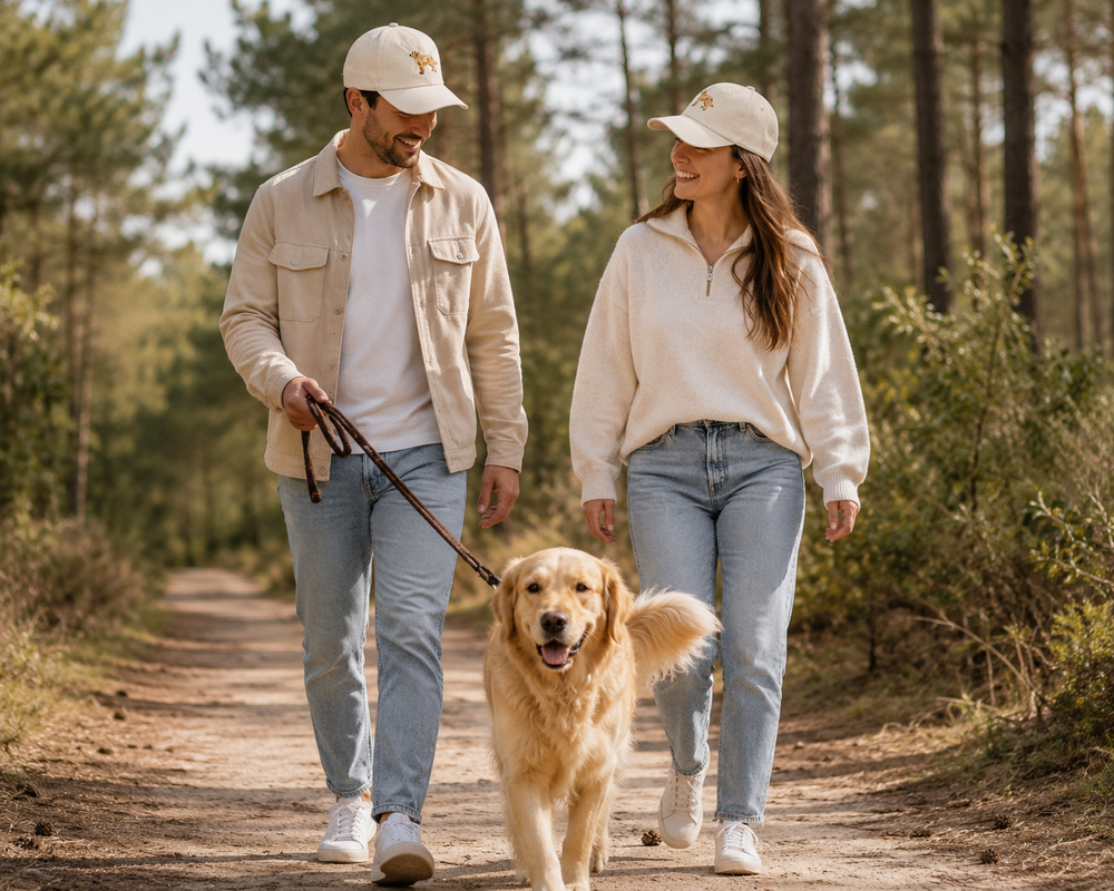 Golden Retriever Pet – Geborduurde Baseball Cap | Beige Katoenen Pet voor Hondenliefhebbers