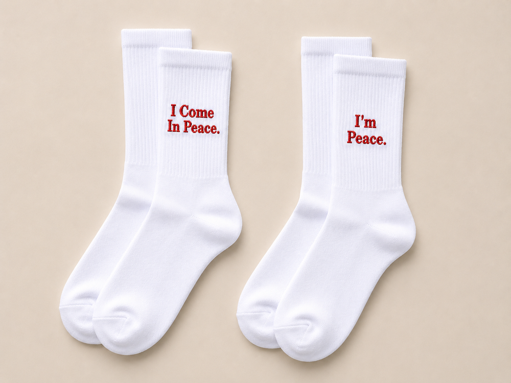 Matching Koppel Sokken | I Come In Peace & I'm Peace | Origineel Cadeau Voor Koppels