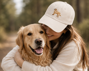 Golden Retriever Pet – Geborduurde Baseball Cap | Beige Katoenen Pet voor Hondenliefhebbers