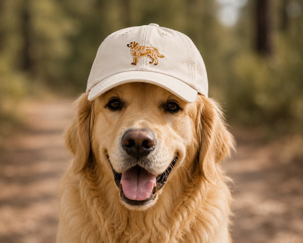 Golden Retriever Pet – Geborduurde Baseball Cap | Beige Katoenen Pet voor Hondenliefhebbers