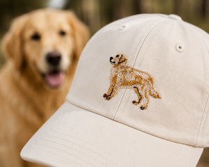 Golden Retriever Pet – Geborduurde Baseball Cap | Beige Katoenen Pet voor Hondenliefhebbers