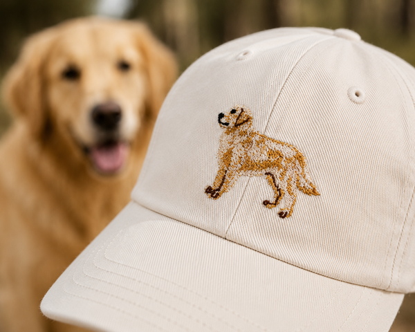 Golden Retriever Pet – Geborduurde Baseball Cap | Beige Katoenen Pet voor Hondenliefhebbers