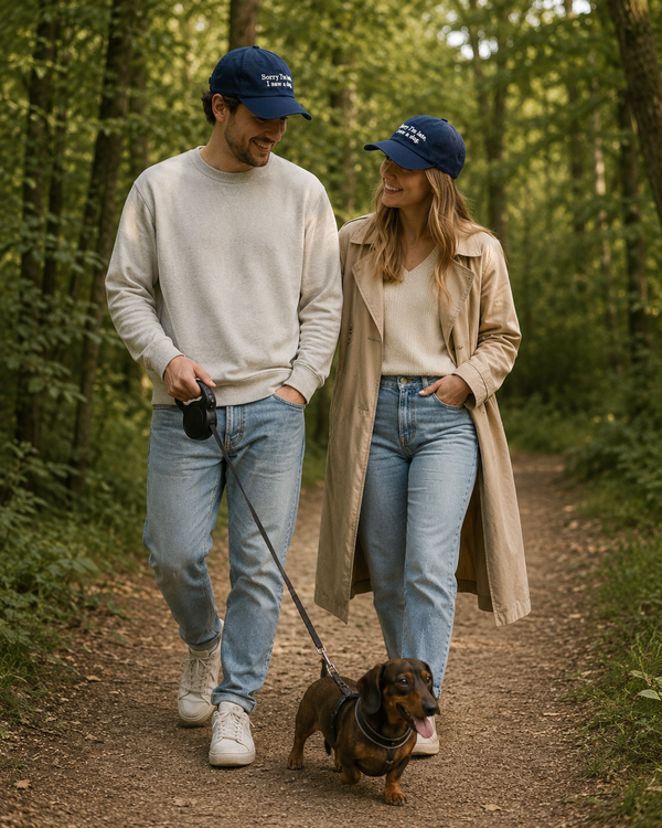 Sorry I'm Late, I Saw a Dog Pet – Navy Blue Dad Cap | Unisex Hondenliefhebber Pet | Verstelbare Baseball Cap