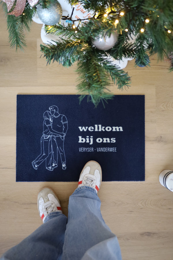 Deurmat met lijntekening + tekst