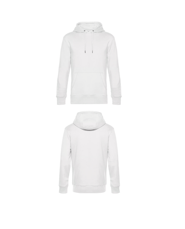 Witte King Hoodie personaliseren met borduring of bedrukking – sterke kwaliteit en mooie pasvorm, professioneel geborduurd en bedrukt door PANTR. in Wevelgem.