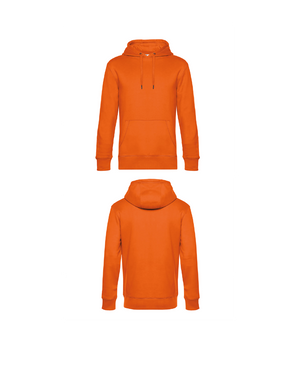 Oranje King Hoodie personaliseren met borduring of bedrukking – sterke kwaliteit en mooie pasvorm, professioneel geborduurd en bedrukt door PANTR. in Wevelgem.