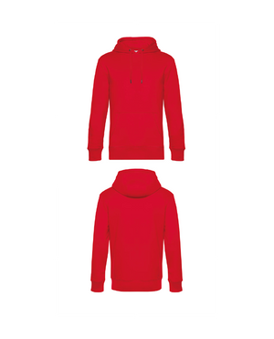 Rode King Hoodie personaliseren met borduring of bedrukking – sterke kwaliteit en mooie pasvorm, professioneel geborduurd en bedrukt door PANTR. in Wevelgem.
