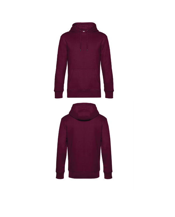Bordeaux King Hoodie personaliseren met borduring of bedrukking – sterke kwaliteit en mooie pasvorm, professioneel geborduurd en bedrukt door PANTR. in Wevelgem.
