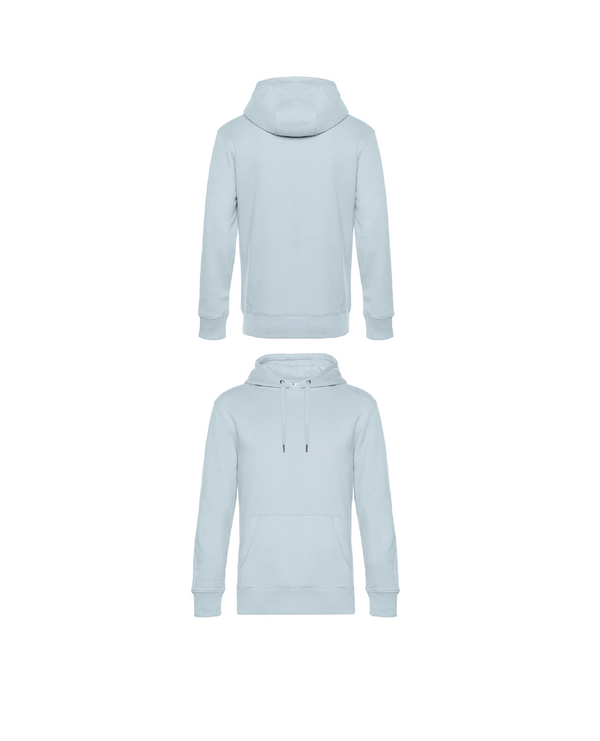Licht blauw  King Hoodie personaliseren met borduring of bedrukking – sterke kwaliteit en mooie pasvorm, professioneel geborduurd en bedrukt door PANTR. in Wevelgem.