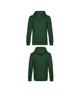 Donker groene King Hoodie personaliseren met borduring of bedrukking – sterke kwaliteit en mooie pasvorm, professioneel geborduurd en bedrukt door PANTR. in Wevelgem.