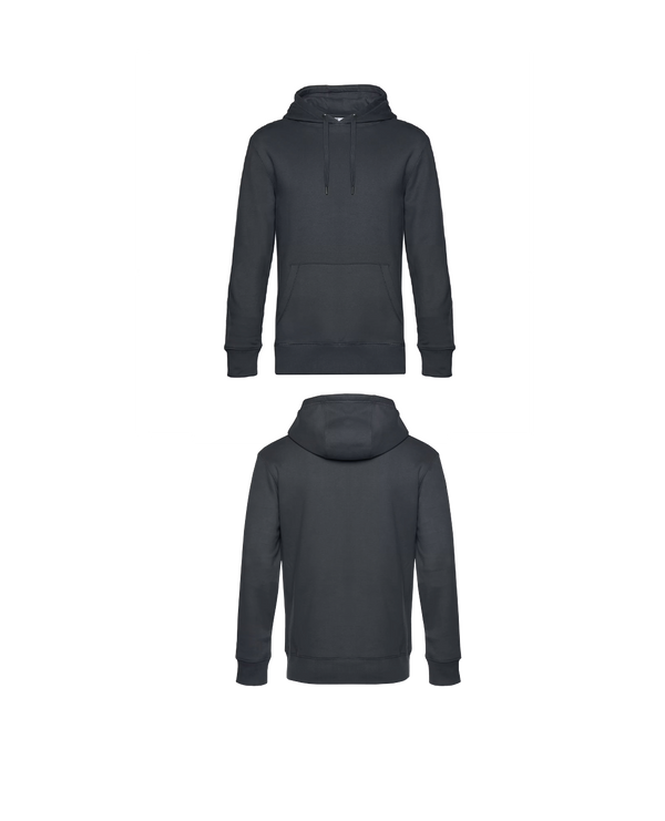 Donker grijze King Hoodie personaliseren met borduring of bedrukking – sterke kwaliteit en mooie pasvorm, professioneel geborduurd en bedrukt door PANTR. in Wevelgem.