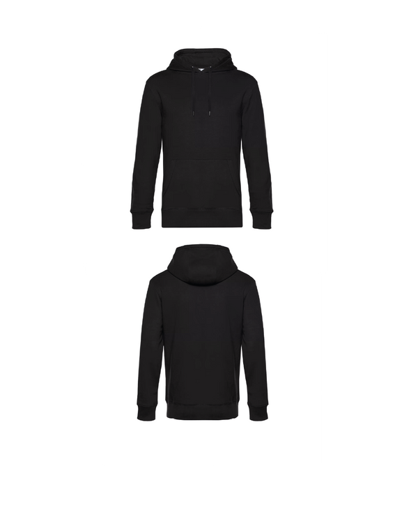Zwarte King Hoodie personaliseren met borduring of bedrukking – sterke kwaliteit en mooie pasvorm, professioneel geborduurd en bedrukt door PANTR. in Wevelgem.