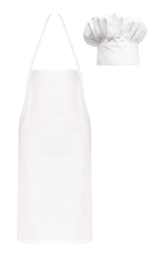 Kinderschort en koksmuts met naam