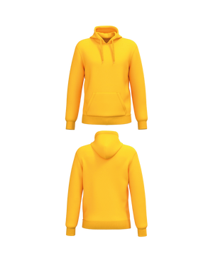 Gele Essential Hoodie personaliseren met borduring of bedrukking – professioneel geborduurd en bedrukt door PANTR. in Wevelgem.