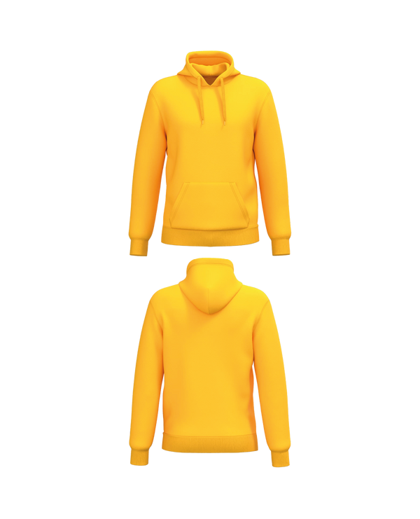 Gele Essential Hoodie personaliseren met borduring of bedrukking – professioneel geborduurd en bedrukt door PANTR. in Wevelgem.