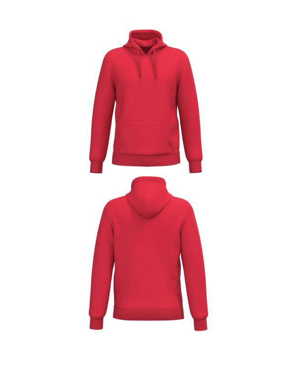 Rode Essential Hoodie personaliseren met borduring of bedrukking – professioneel geborduurd en bedrukt door PANTR. in Wevelgem.