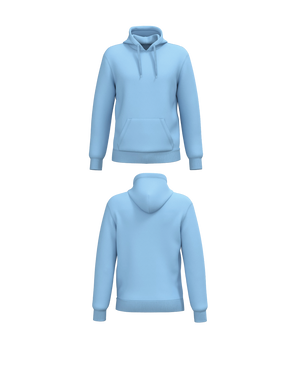 Licht blauwe Essential Hoodie personaliseren met borduring of bedrukking – professioneel geborduurd en bedrukt door PANTR. in Wevelgem.