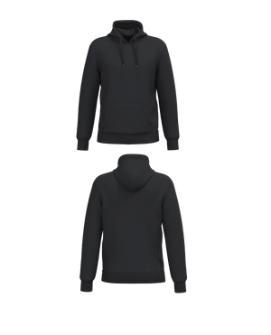 Zwarte Essential Hoodie personaliseren met borduring of bedrukking – professioneel geborduurd en bedrukt door PANTR. in Wevelgem.