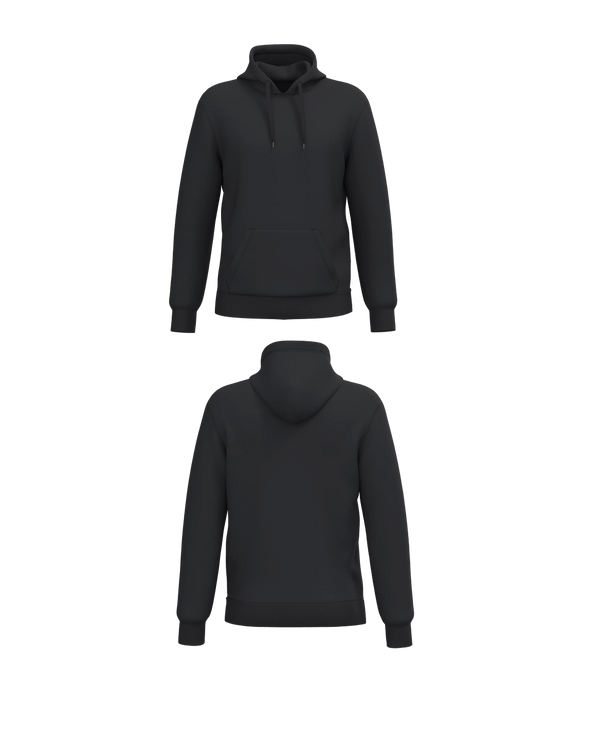 Zwarte Essential Hoodie personaliseren met borduring of bedrukking – professioneel geborduurd en bedrukt door PANTR. in Wevelgem.