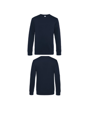 Navy blauwe King Sweater personaliseren met borduring of bedrukking – sterke kwaliteit en mooie pasvorm, professioneel geborduurd en bedrukt door PANTR. in Wevelgem.