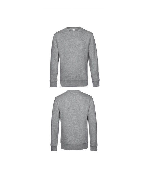 Heather grey King Sweater personaliseren met borduring of bedrukking – sterke kwaliteit en mooie pasvorm, professioneel geborduurd en bedrukt door PANTR. in Wevelgem.