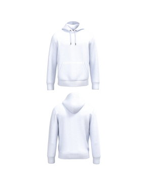 Witte Premium Hoodie personaliseren met borduring of bedrukking – ecologisch materiaal met een luxe uitstraling, professioneel geborduurd en bedrukt door PANTR. in Wevelgem.