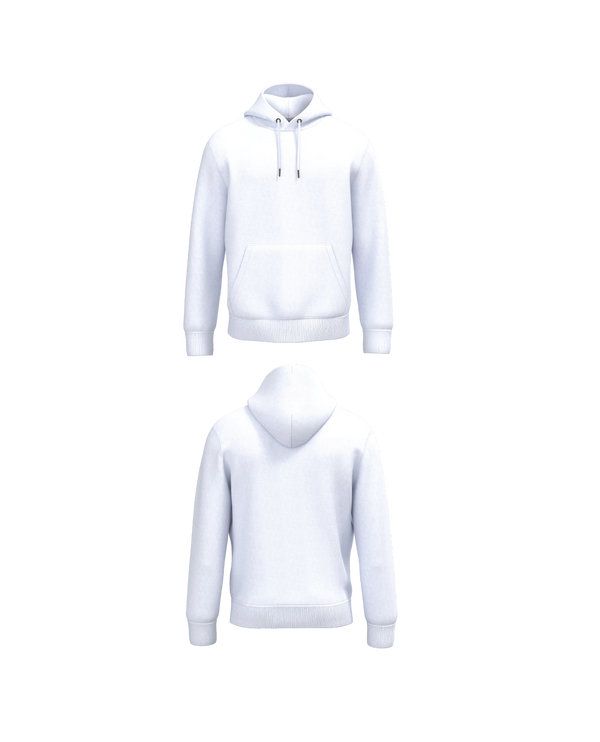 Witte Premium Hoodie personaliseren met borduring of bedrukking – ecologisch materiaal met een luxe uitstraling, professioneel geborduurd en bedrukt door PANTR. in Wevelgem.
