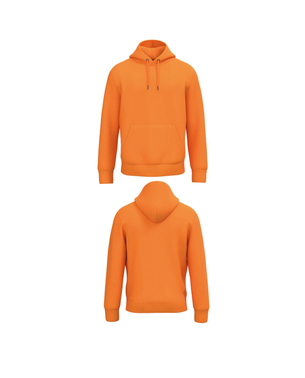 Oranje Premium Hoodie personaliseren met borduring of bedrukking – ecologisch materiaal met een luxe uitstraling, professioneel geborduurd en bedrukt door PANTR. in Wevelgem.