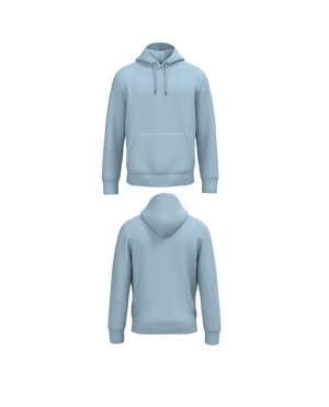 Licht blauwe Premium Hoodie personaliseren met borduring of bedrukking – ecologisch materiaal met een luxe uitstraling, professioneel geborduurd en bedrukt door PANTR. in Wevelgem.
