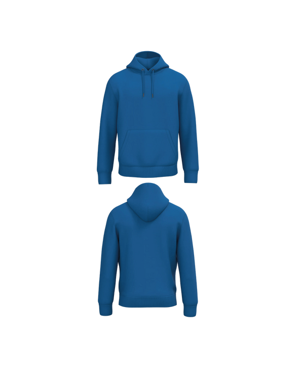 Royal blauwe Premium Hoodie personaliseren met borduring of bedrukking – ecologisch materiaal met een luxe uitstraling, professioneel geborduurd en bedrukt door PANTR. in Wevelgem.