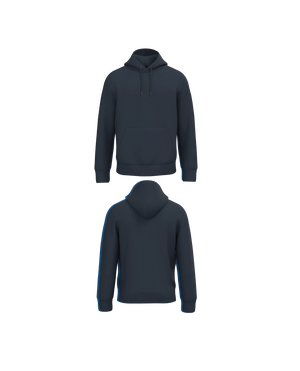 Navy blauwe Premium Hoodie personaliseren met borduring of bedrukking – ecologisch materiaal met een luxe uitstraling, professioneel geborduurd en bedrukt door PANTR. in Wevelgem.