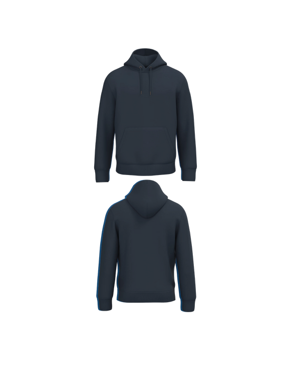 Navy blauwe Premium Hoodie personaliseren met borduring of bedrukking – ecologisch materiaal met een luxe uitstraling, professioneel geborduurd en bedrukt door PANTR. in Wevelgem.