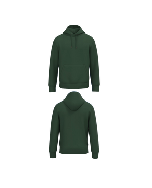 Donker groene Premium Hoodie personaliseren met borduring of bedrukking – ecologisch materiaal met een luxe uitstraling, professioneel geborduurd en bedrukt door PANTR. in Wevelgem.