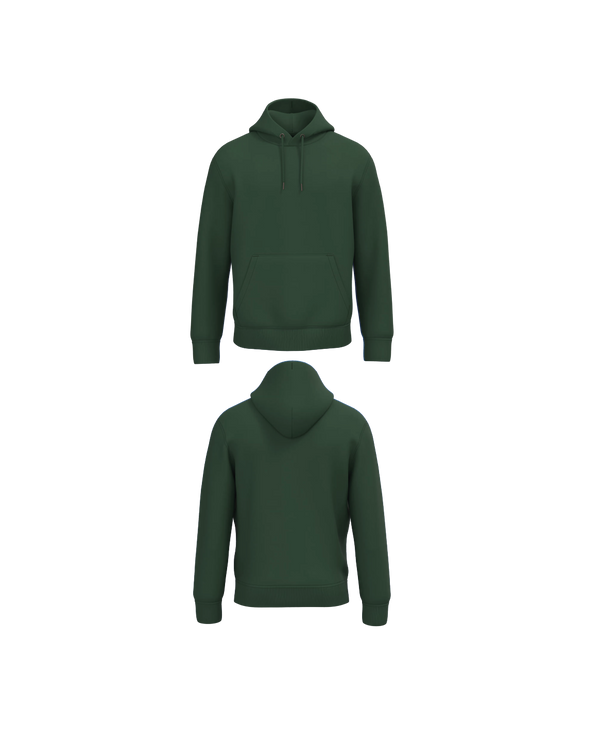 Donker groene Premium Hoodie personaliseren met borduring of bedrukking – ecologisch materiaal met een luxe uitstraling, professioneel geborduurd en bedrukt door PANTR. in Wevelgem.