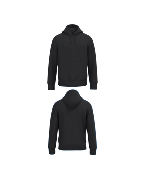 Zwarte Premium Hoodie personaliseren met borduring of bedrukking – ecologisch materiaal met een luxe uitstraling, professioneel geborduurd en bedrukt door PANTR. in Wevelgem.