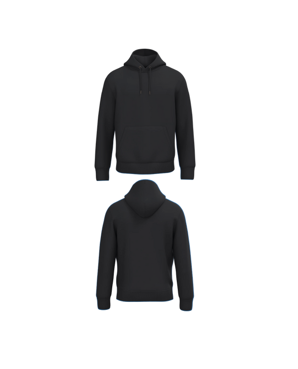 Zwarte Premium Hoodie personaliseren met borduring of bedrukking – ecologisch materiaal met een luxe uitstraling, professioneel geborduurd en bedrukt door PANTR. in Wevelgem.