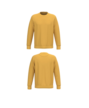 Gele Premium Sweater personaliseren met borduring of bedrukking – ecologisch materiaal met een luxe uitstraling, professioneel geborduurd en bedrukt door PANTR. in Wevelgem.