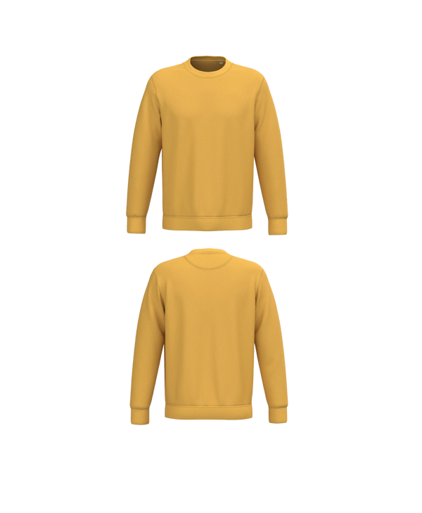 Gele Premium Sweater personaliseren met borduring of bedrukking – ecologisch materiaal met een luxe uitstraling, professioneel geborduurd en bedrukt door PANTR. in Wevelgem.