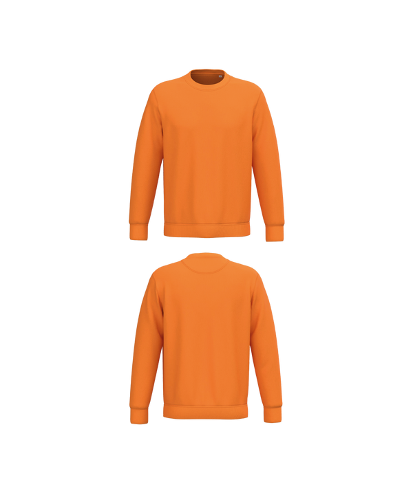 Oranje Premium Sweater personaliseren met borduring of bedrukking – ecologisch materiaal met een luxe uitstraling, professioneel geborduurd en bedrukt door PANTR. in Wevelgem.