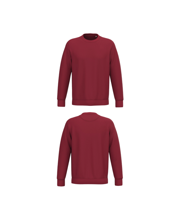 Rode Premium Sweater personaliseren met borduring of bedrukking – ecologisch materiaal met een luxe uitstraling, professioneel geborduurd en bedrukt door PANTR. in Wevelgem.