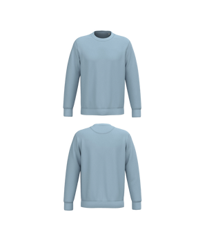 Licht blauwe Premium Sweater personaliseren met borduring of bedrukking – ecologisch materiaal met een luxe uitstraling, professioneel geborduurd en bedrukt door PANTR. in Wevelgem.