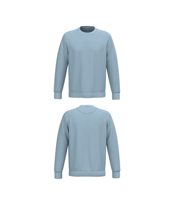 Licht blauwe Premium Sweater personaliseren met borduring of bedrukking – ecologisch materiaal met een luxe uitstraling, professioneel geborduurd en bedrukt door PANTR. in Wevelgem.