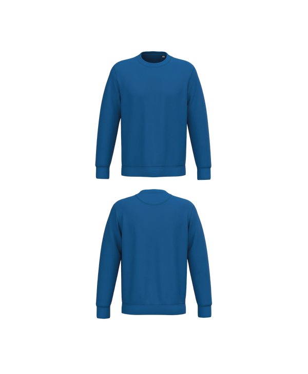 Royal blauwe Premium Sweater personaliseren met borduring of bedrukking – ecologisch materiaal met een luxe uitstraling, professioneel geborduurd en bedrukt door PANTR. in Wevelgem.