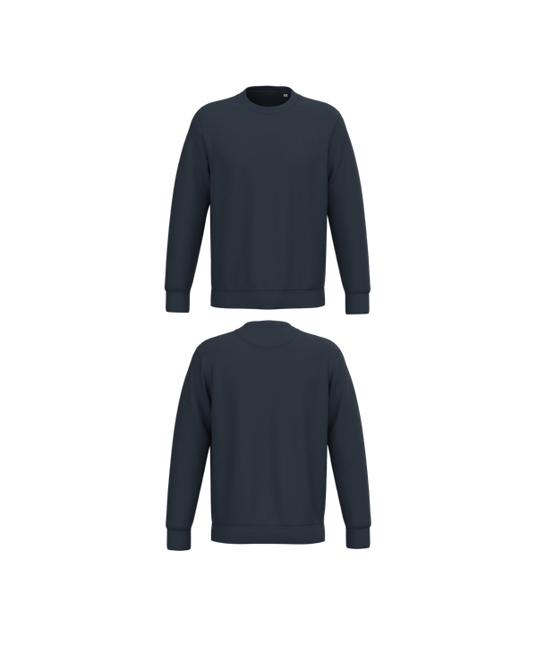 Navy blauwe Premium Sweater personaliseren met borduring of bedrukking – ecologisch materiaal met een luxe uitstraling, professioneel geborduurd en bedrukt door PANTR. in Wevelgem.